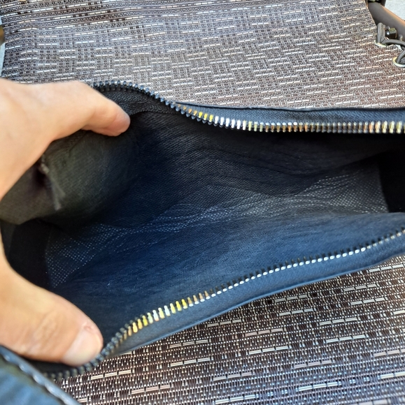 Y2K Black Chevron Print Faux Leather Handbag Purse - Picture 7 of 10